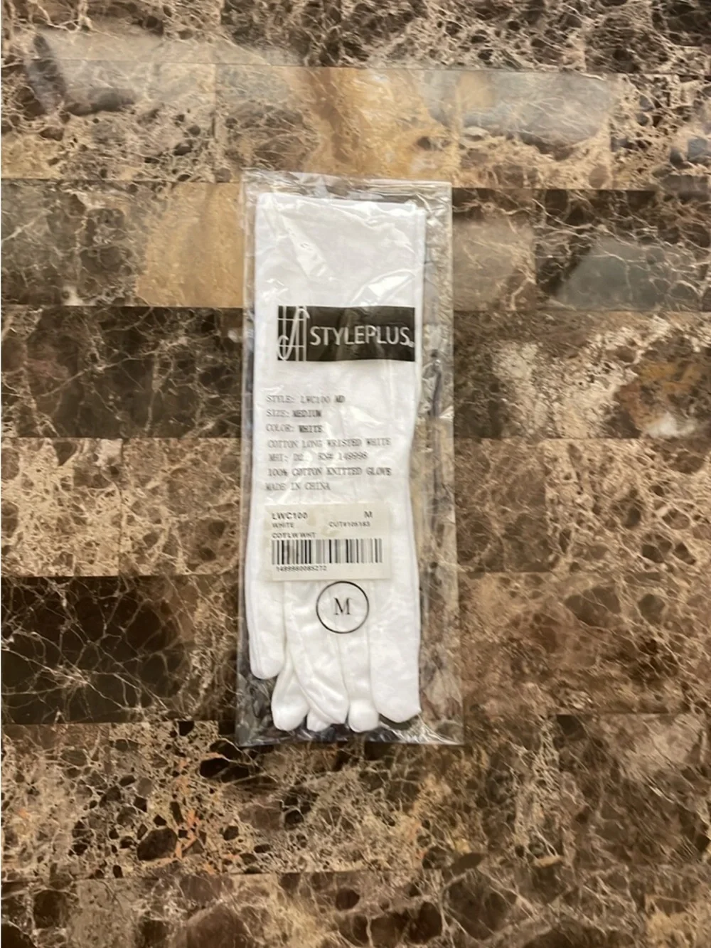 Kids White Cotton Knit band Gloves - Medium